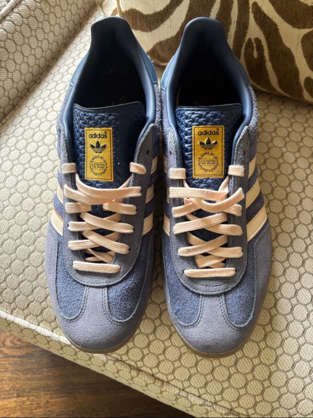 Adidas Men’s Gazelle Blue Suede Sneakers with Cream Accents